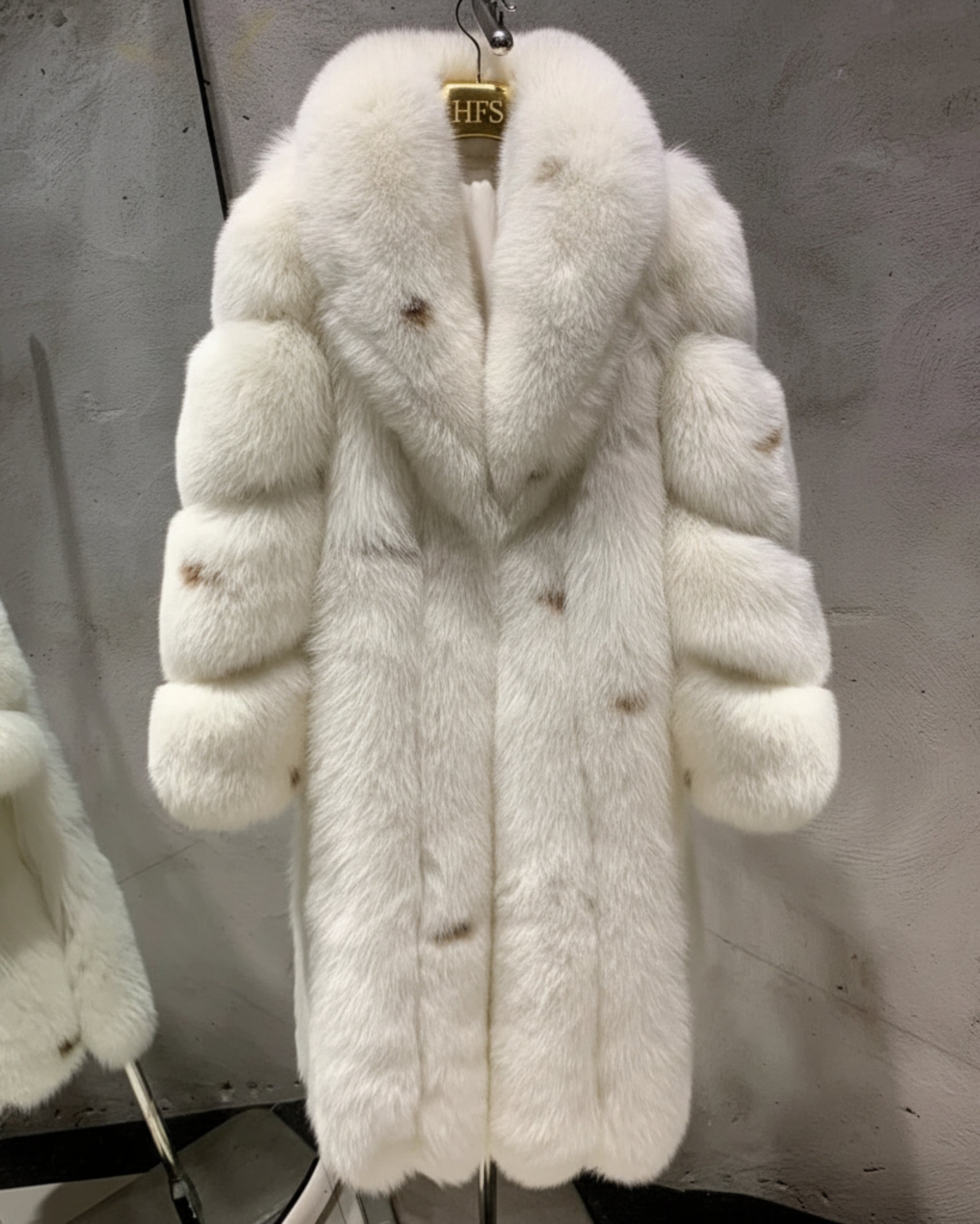 Full Length Fox Fur Coat Silver