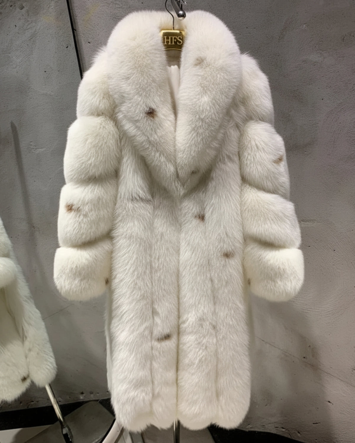 Full Length Fox Fur Coat Silver