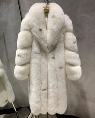 Full Length Fox Fur Coat Silver