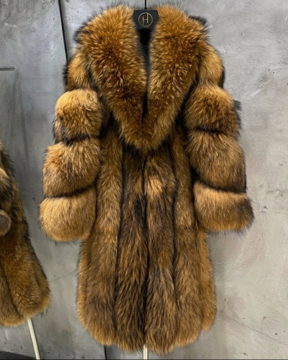 Genuine Raccoon Fur Long Coat