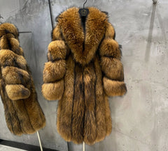 Genuine Raccoon Fur Long Coat