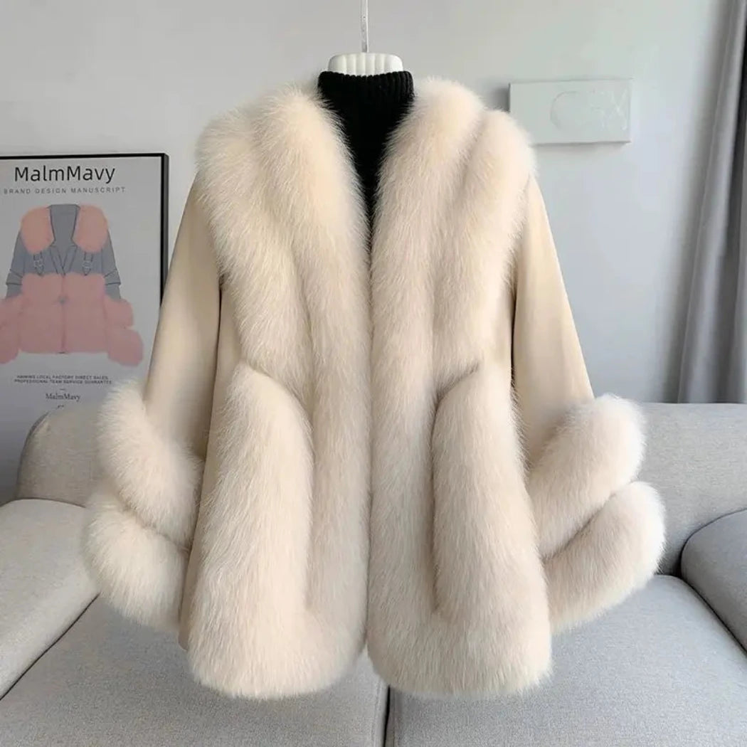 Genuine Fox Fur & Leather Jacket Women's - Heyfancystyle