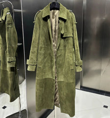 Genuine Sheepskin Leather Trench Coat | Soft Suede | Women’s Luxury