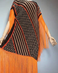 Luxury Plissé Kaftan Fringe Dress