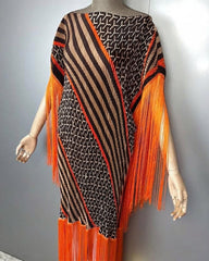 Luxury Plissé Kaftan Fringe Dress