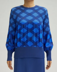 Geometric Japanese Plissé Pleated Top Luxury Designer Long Sleeve