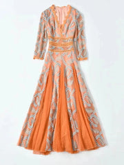 Couture Mesh Embroidery Midi Dress