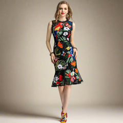Floral Embroidered Sleeveless Dress