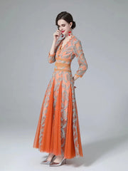 Couture Mesh Embroidery Midi Dress