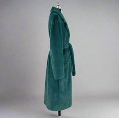 Women's Forest Green Faux Fur Long Coat