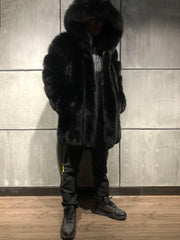 Men's Luxury Real Fox Fur Mid-Length Coat