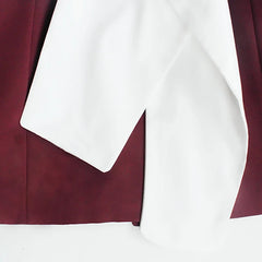 Women's Luxe Burgundy Blazer with White Sash