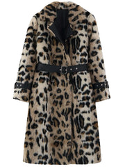 HEYFANCYSTYLE Luxe Leopard Elegance Faux Fur Coat