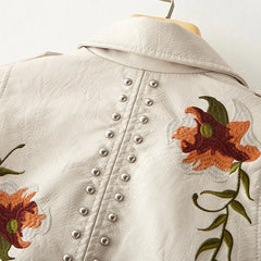 Alexandra Floral Embroidered Soft Leather Jacket