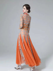 Couture Mesh Embroidery Midi Dress