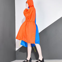 Oversized Chic Blue Orange Midi Dress