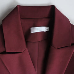 Women's Luxe Burgundy Blazer with White Sash