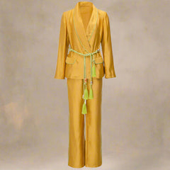 Women's Luxe Yellow Gold Wide Leg Pant Suit