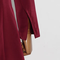 Women's Luxe Burgundy Blazer with White Sash