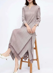 Luxury Casual Pleated Midi Dress