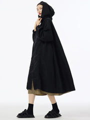 HEYFANCYSTYLE Avant-Garde Japanese Black Oversized Hooded Coat