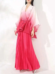 HEYFANCYSTYLE Chic Japanese Designer Pleated Modest Long Skirt Outfit
