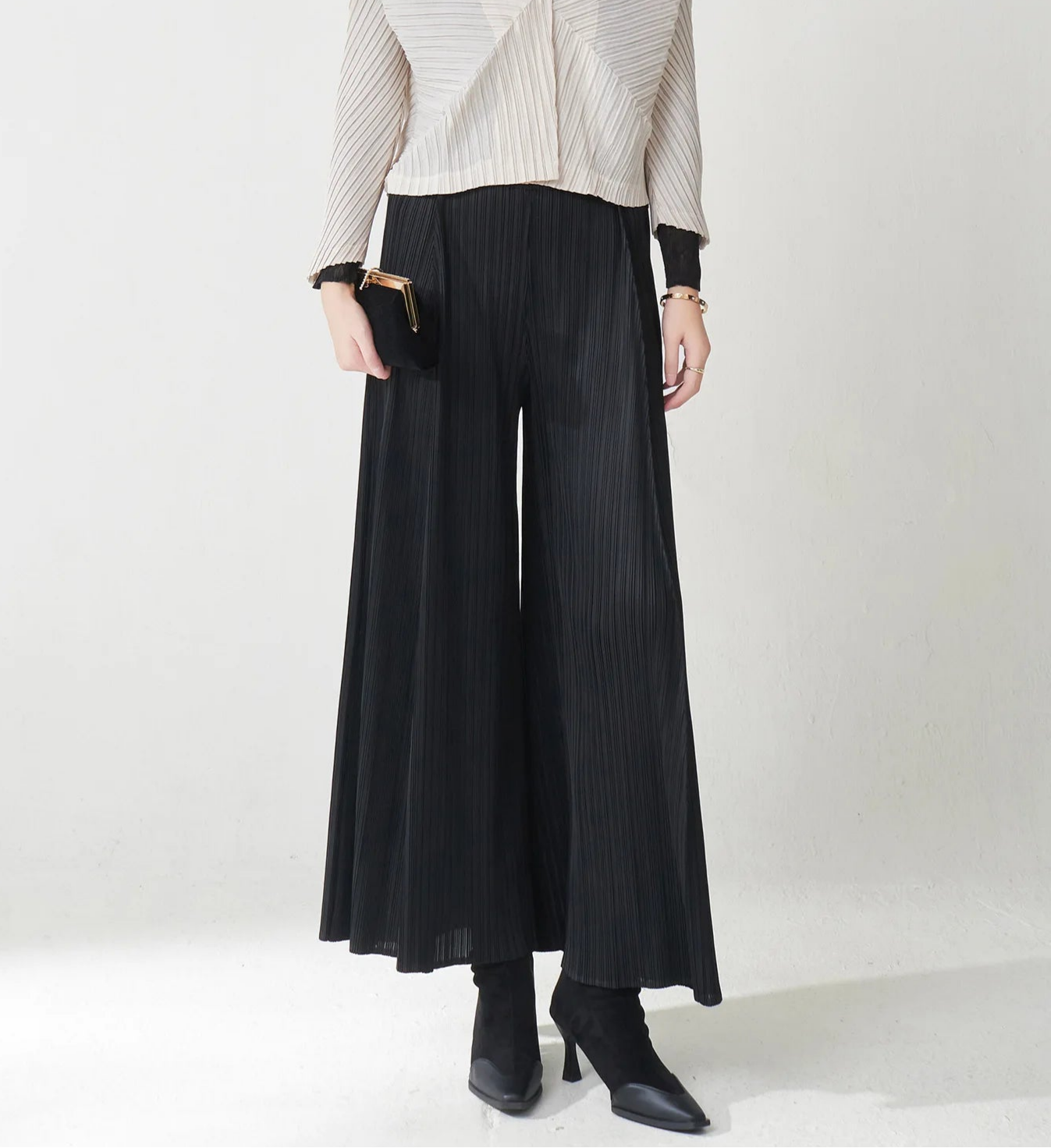 HEYFANCYSTYLE Designer Japanese Pleated Wide Leg Pants - Luxury Plissé