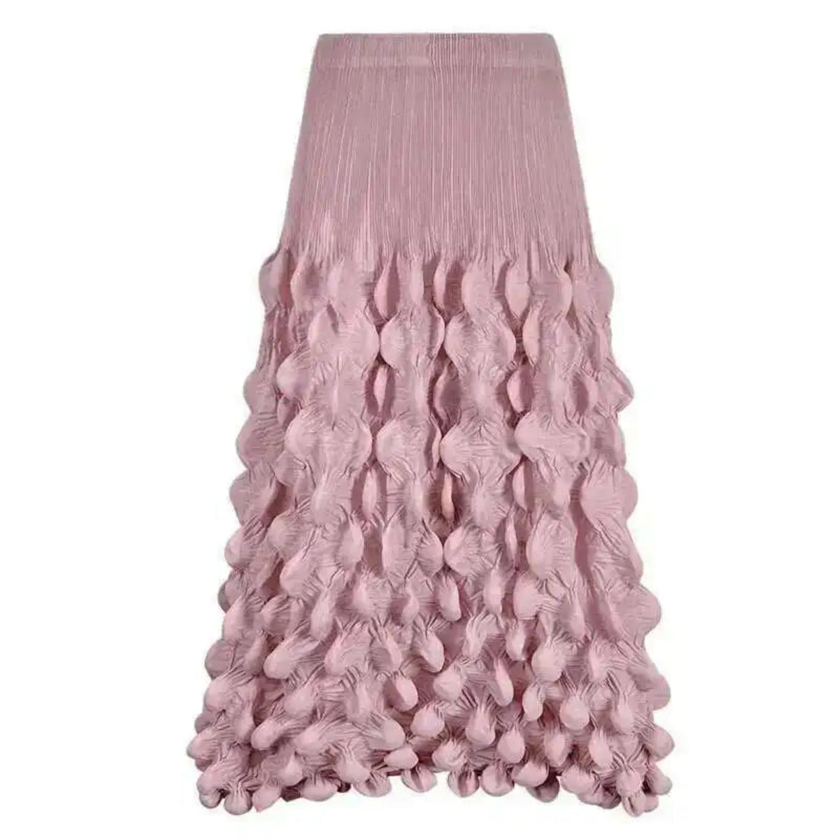 HEYFANCYSTYLE Designer Luxury Japanese Pleated Bubble Midi Skirt