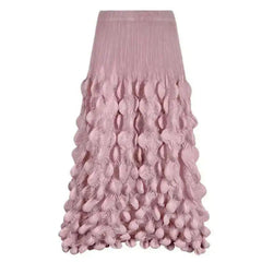 HEYFANCYSTYLE Designer Luxury Japanese Pleated Bubble Midi Skirt