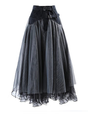 HEYFANCYSTYLE Designer Pleated Mid-Length Mesh Tulle Skirt