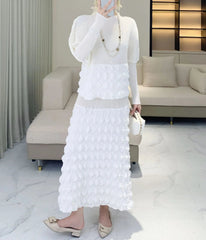 HEYFANCYSTYLE Designer Plissé Japanese Textured Skirt Set