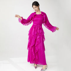 HEYFANCYSTYLE Female Couture Designer Japanese Plissé Long Dress