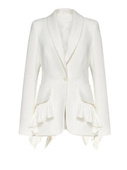 HEYFANCYSTYLE Female Couture Pleated Detail Blazer Coat