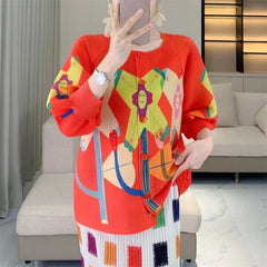 HEYFANCYSTYLE Female Designer Japanese Plissé Pleated 3/4 Sleeve Cardigan