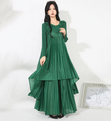 HEYFANCYSTYLE Female Designer Plissé Pleated Wide Leg Pant Top Luxury Style