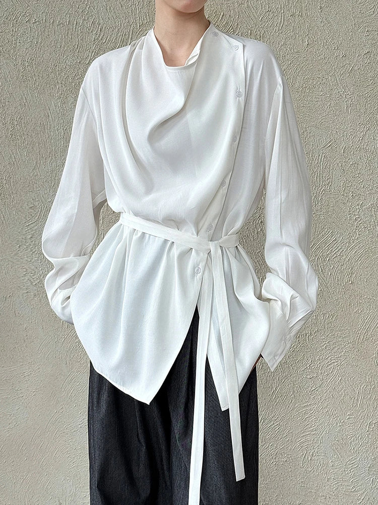 HEYFANCYSTYLE Female Luxury Designer Draped Blouse Top