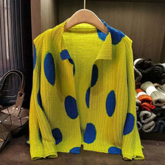 HEYFANCYSTYLE Female Unique Japanese Plissé Luxury Pleated Cardigan