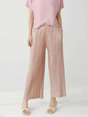 HEYFANCYSTYLE High-Waisted Japanese Plissé Pleated Trousers Women's Designer