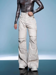 HEYFANCYSTYLE Homme Moto Vegan Leather Trousers - Quilted Knees
