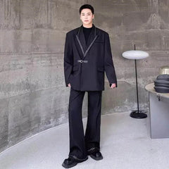 HEYFANCYSTYLE Japanese Designer Black Loose Fit Suit Set