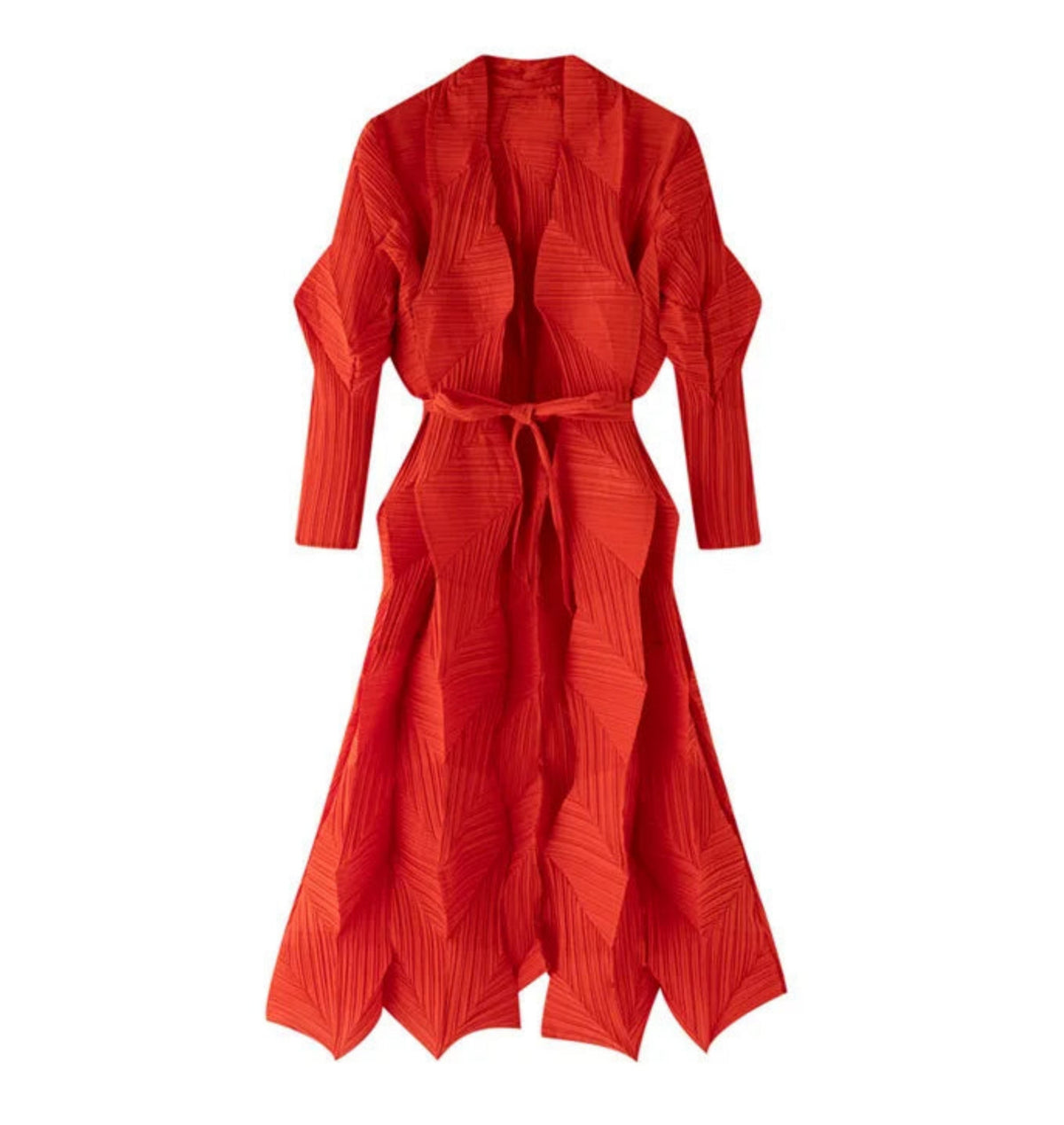 HEYFANCYSTYLE Japanese Geometric Pleated Plisse Trench Coat Designer