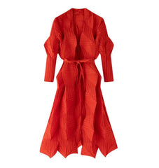 HEYFANCYSTYLE Japanese Geometric Pleated Plisse Trench Coat Designer