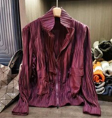 HEYFANCYSTYLE Japanese Pleat Jacket: Chic Women's Designer Coat