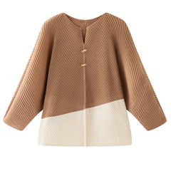 HEYFANCYSTYLE Japanese Pleat Plisse Blouse Elegant Two-Tone