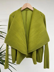 HEYFANCYSTYLE Japanese Pleated Designer Waterfall Cardigan
