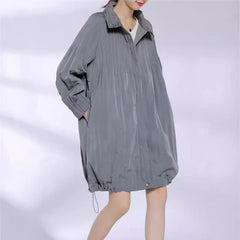 HEYFANCYSTYLE Japanese Pleated Oversized Cozy Luxury Zip-Up Coat Women's