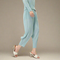 HEYFANCYSTYLE Japanese Women's Lightweight Pleated Cropped Pants