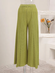 HEYFANCYSTYLE Japanese Women's Luxe Wrinkle-Resistant Plisse Pant