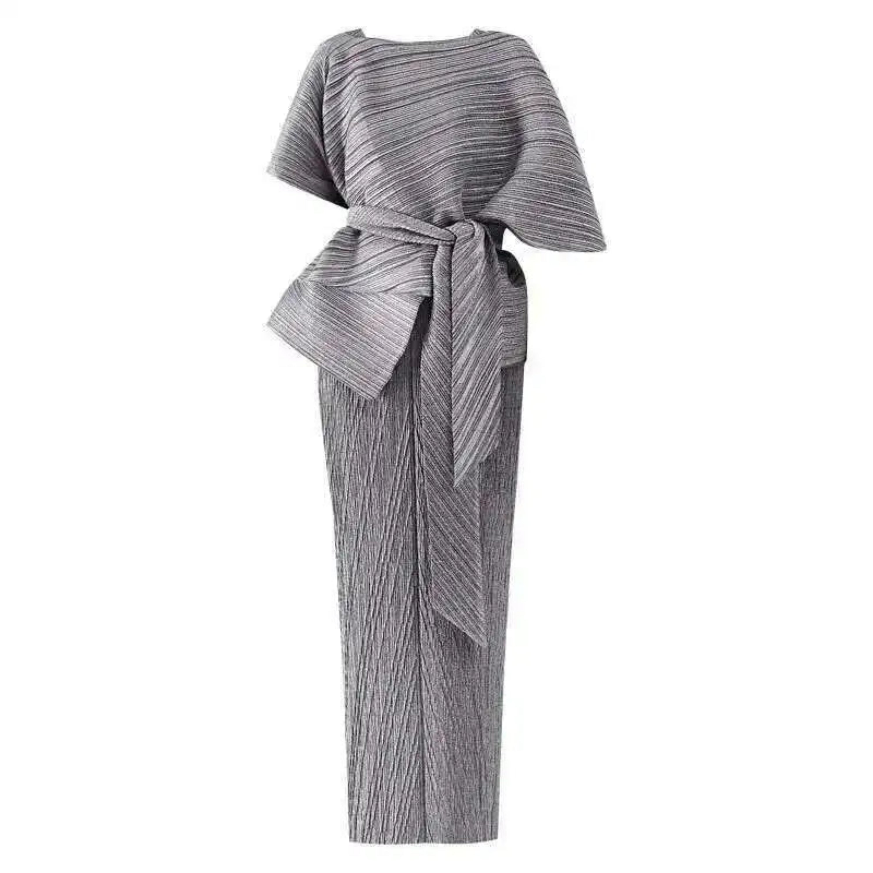 HEYFANCYSTYLE Japanese Women's Luxury Modest Pleated Dress & Cape