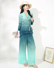 HEYFANCYSTYLE Ladies Designer Japanese Pleated Cocktail Pants Suit